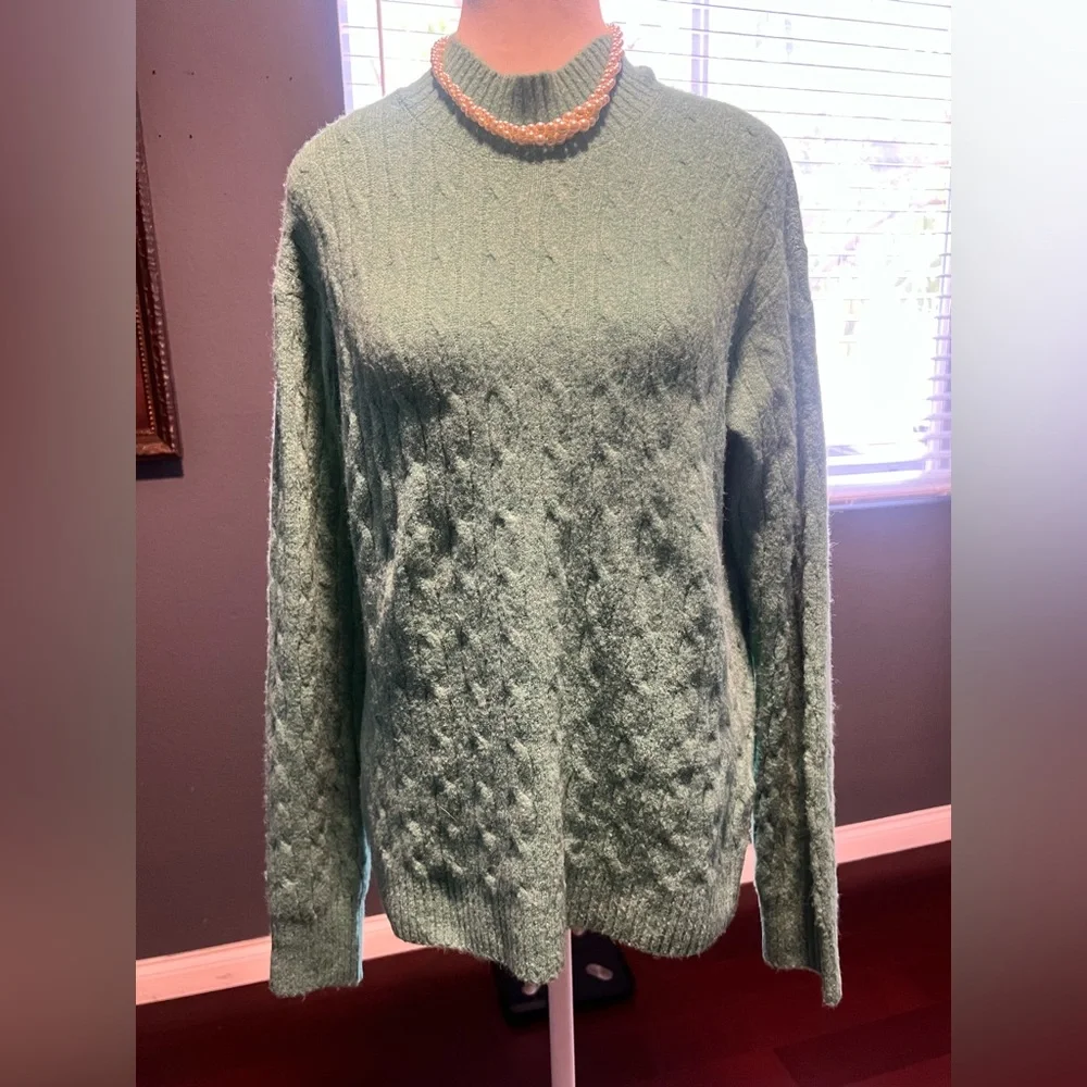 Teal J. Crew Turquoise Cable Knit Women's turtleneck . Size M